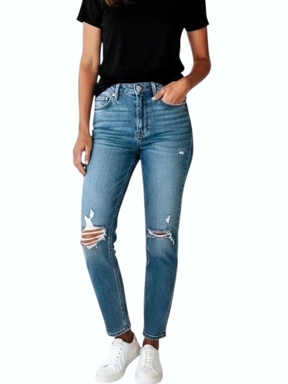 Kut From The Kloth Mia High Rise Fab Ab Toothpick Distressed Skinny Jeans Size 8